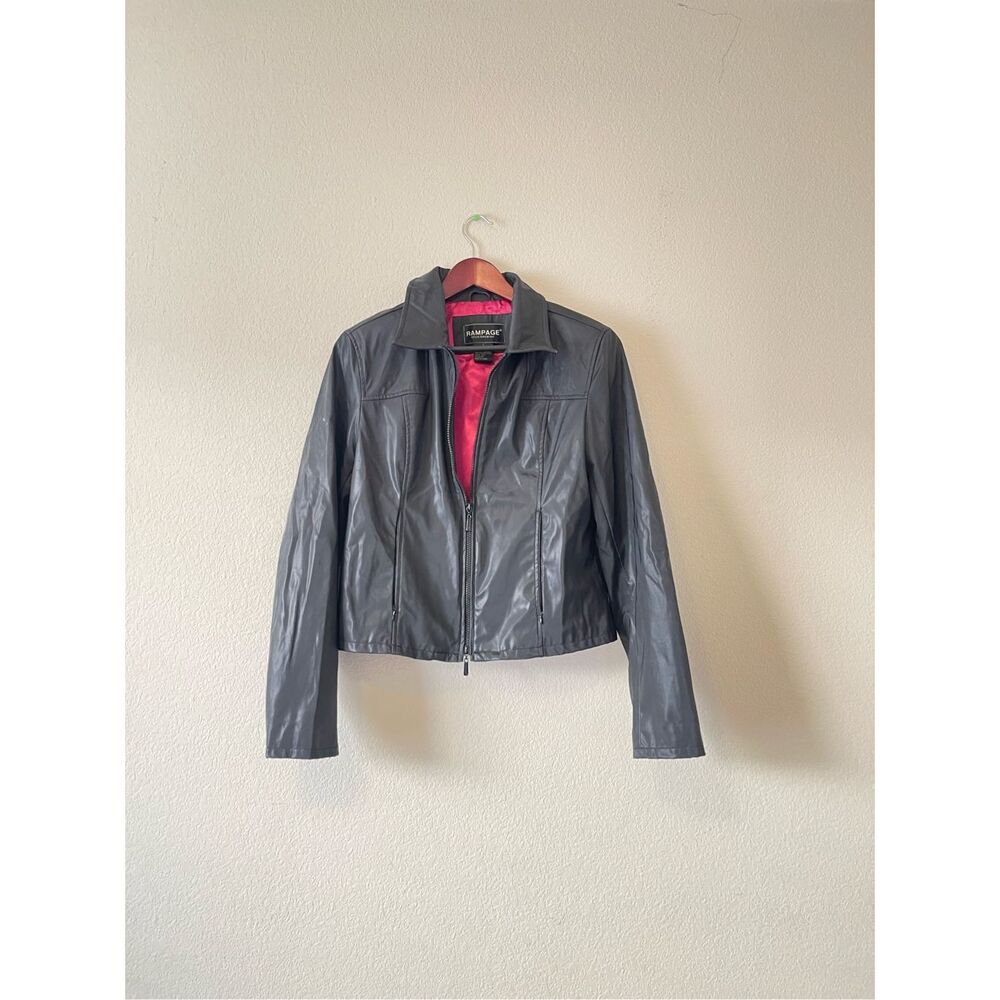 Rampage women’s PU style front zip‎ y2k jacket size large